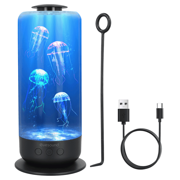 Dongyi Jellyfish Lamp for Autistic Children, USB Inserted Jelly Fish Light Lamp, Jellyfish Tank Aquarium Lamp Night Mood Light for Home Office Living Room Decor Adults Birthday Christmas (Black)