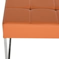 thumbnail image 4 of Safaiveh Roitfeld Modern Glam Upholstered Rectangular Ottoman, Orange/Chrome, 4 of 5