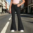 thumbnail image 2 of HAJWOH Girls Flare Pants High Waist Slim Fit School Uniform Y2K Bell Bottoms | Back to School Trousers with Pockets, 2 of 7