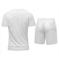 thumbnail image 3 of Handshe Men's Summer Short Sleeve T-Shirt & Shorts Set, Fashion Solid Color Casual Round Neck Outfit, Comfy Loungewear Shirt and Shorts Combo for Daily Wear,Plus Size, 3 of 3