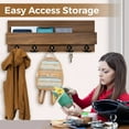 thumbnail image 3 of Straga 30" Walnut Coat Rack with 5 Sturdy Hooks and Shelf - Wall Organizer for Keys, Mail, Coats & Decor - Space Saving Entryway Solution for Living Room, Bedroom, Hallway - Handmade in Canada 01, 3 of 6