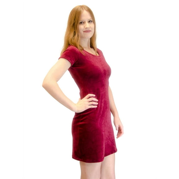 Vivian's Fashions Dress - Velour, Short Sleeve, Short Dress