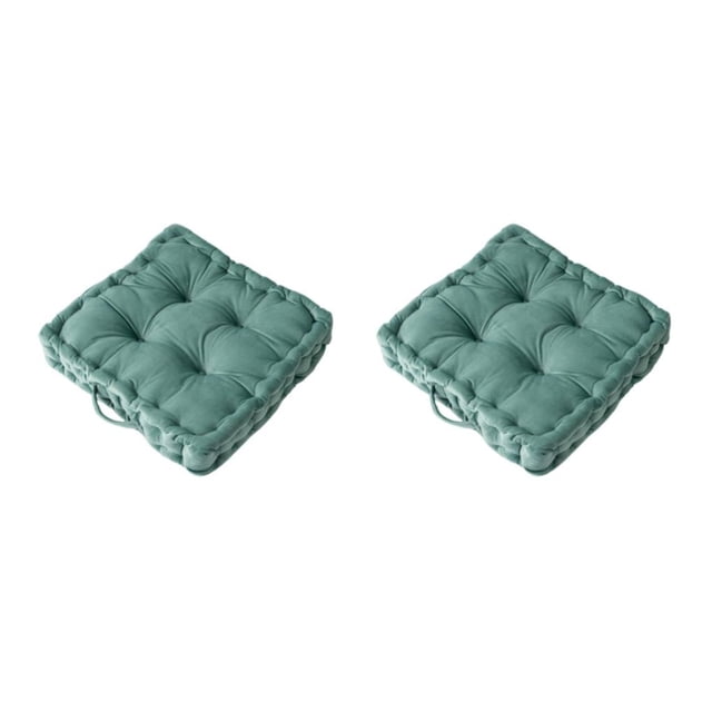 Matsuzay Cojín cuadrado grueso para asiento, cojín para silla, sofá, alfombrilla para el suelo del hogar, Color sólido elástico, luz para Verde claro 42*42*9cm 2Conjunto