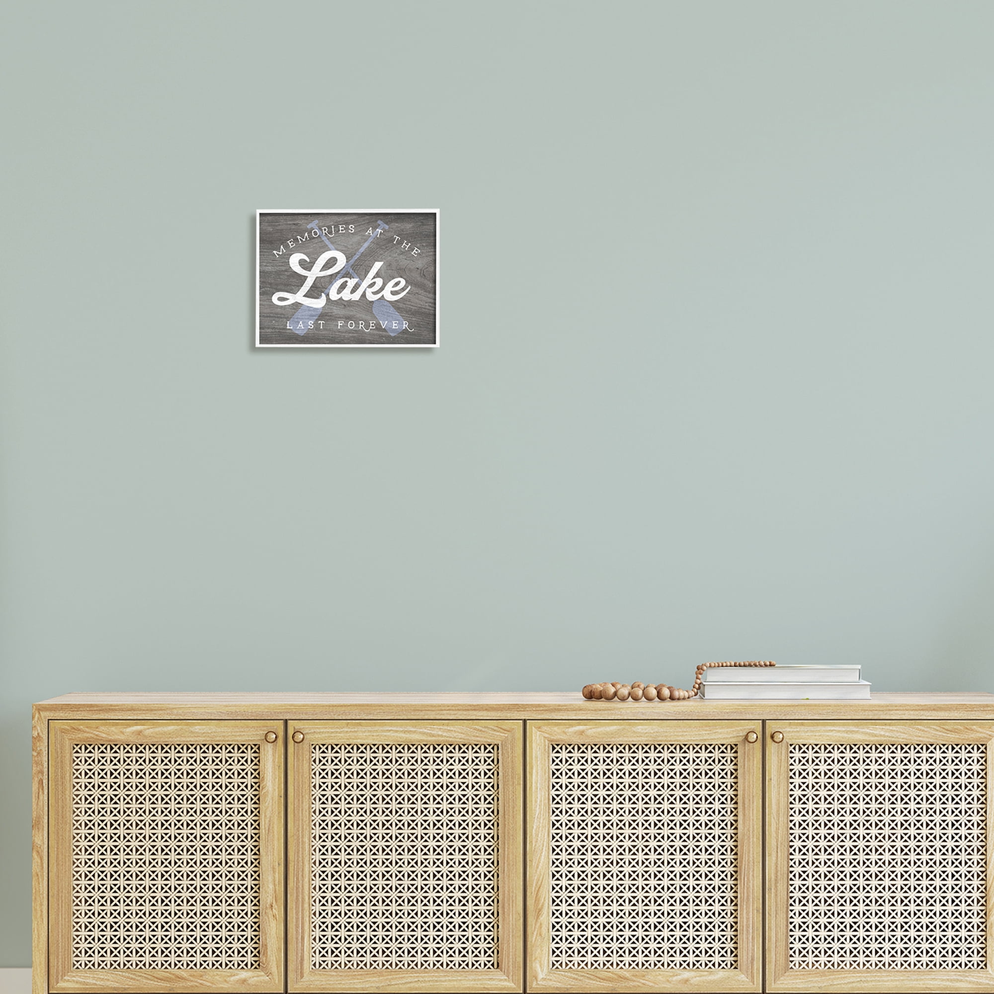 Stupell Industries Memories at Lake Phrase Rustic Boat Ores Motif Framed Wall Art, 14 x 11, Design by Lil' Rue