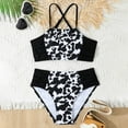 thumbnail image 2 of Kogui Bathing Suit Girls Tankini Swimsuits for Girls 2 Piece Sport Prints High Waist Bikini Set Swimwear Girls Bathing Suit Size 7-8 (Black,7-8 Years), 2 of 8