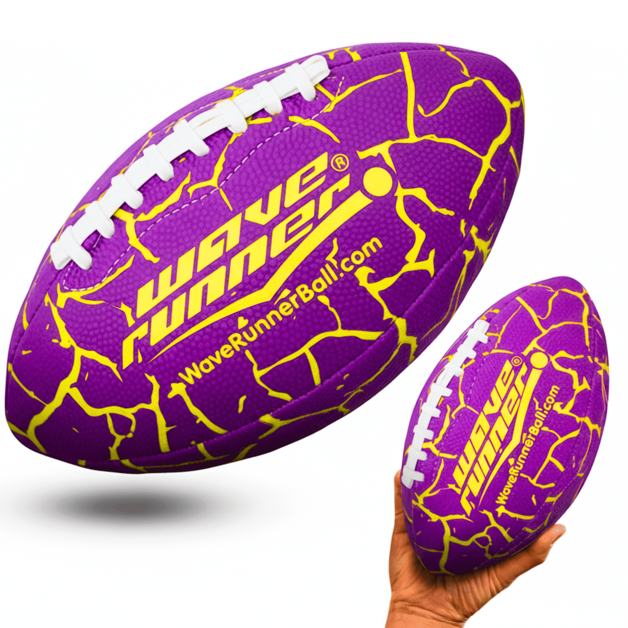 Wave Runner Grip It Waterproof Junior Size Football, 9.25-Inch, Durable Double-Laced, Ideal for Beach, Pool, and Outdoor Games Purple
