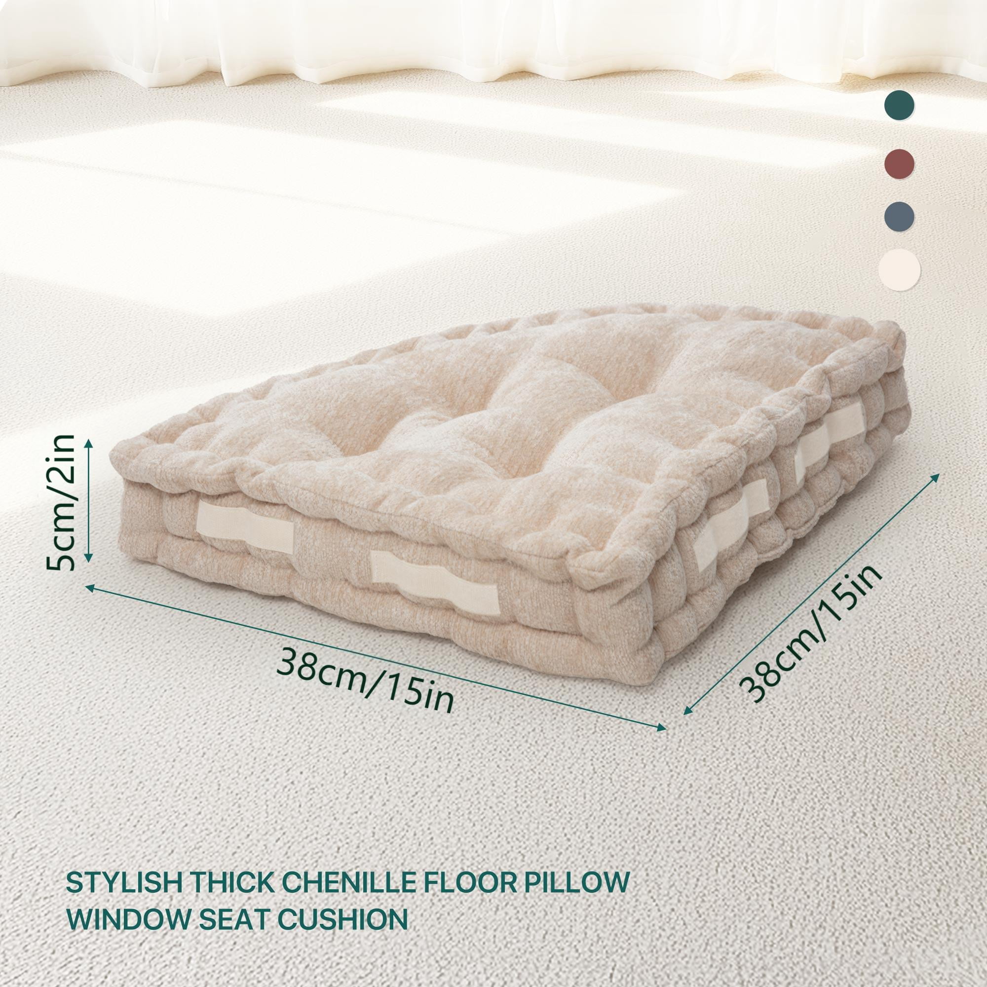 CHARRYARN by TexStead Corner Floor Cushion For adults or pets, Floor Pillow, Gap Filler Between Bed and Wall for Sitting or Yoga, Pizza Cushions Thick, Living Room, Fireplace, 15"*15",Beige