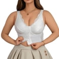 thumbnail image 3 of Women's V Neck Front Closure Corset, Lace Longline Bra, Plus Size Bras, Shapewear For Women, Top Bras With Support And Push Up, Shapewear Tank Tops White XL, 3 of 5