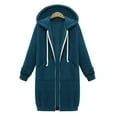 thumbnail image 4 of Hoodies for Women Zpanxa Women's Casual Zip up Hoodies, Long Tunic Sweatshirts Jackets, Plus Size Winter Hoodie Warm Coats with Pockets, Fleece Mid Length Hoodies Jackets Outwear Blue XXL, 4 of 5