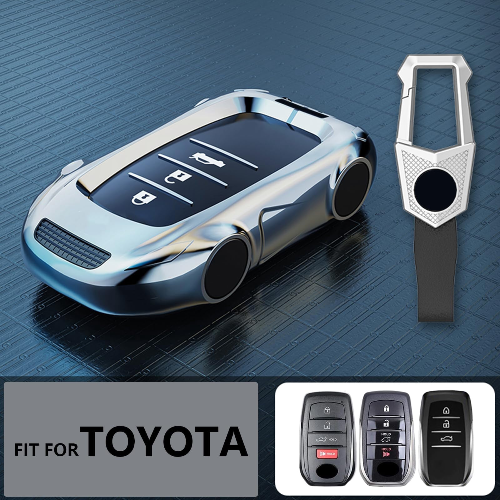Key Cover Case, Zinc Alloy Key Fob Case Shell Compatible with Toyota Venza RAV4 Prime Sienna Land Cruiser Fortuner Mirai Grand Highlander Prius Collora 2019-2024