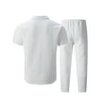 thumbnail image 4 of Mrmaere Men's V Neck Scrub Set Short Sleeve Pants 2 Piece Zipper Closure Stretchy for Work White XL, 4 of 5