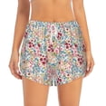 thumbnail image 2 of Xecao's Trendy Floral Design for a double-layer running short for women, perfect for gym, tennis, and more, featuring a convenient pocket., 2 of 9