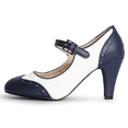 thumbnail image 2 of J. Adams Kym Mary Jane Shoes Women Oxford Pumps - Cute Low Kitten High Heels - Retro Vintage Shoes for Women 1950s Mary Janes Round Toe Shoe with Ankle Strap - Women Dress Shoes, 2 of 7