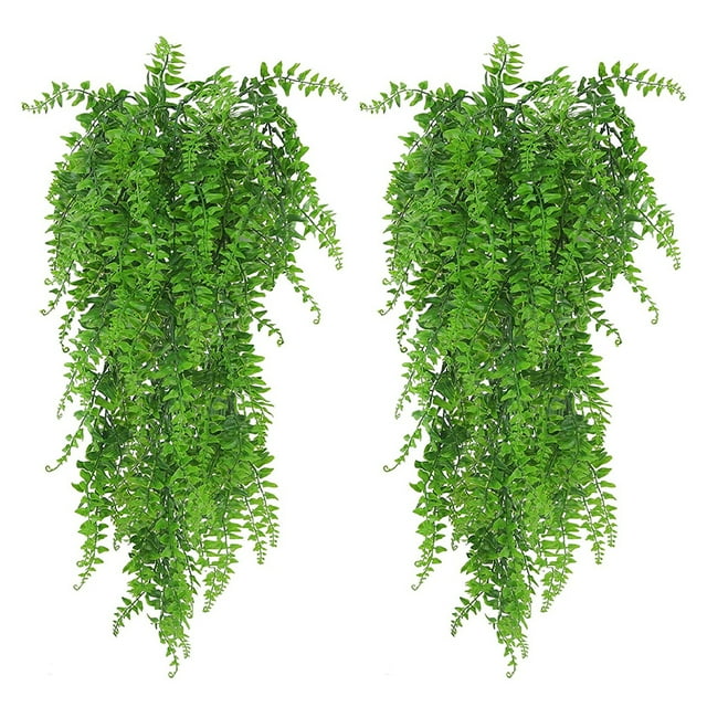 GOOHOCHY 2 unids plantas de colgantes artificiales hojas de planta falsa para la decoración de la sala de la pared