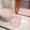 thumbnail image 4 of Pink Boho Bath Mat 3 Piece Bathroom Rug Set, Vintage Abstract Tribal Decorative Oriental Non Slip Bath Rug Contour Mat and Toilet Lid Cover, Absorbent Shower Mats Soft Bath Rugs and Mats Sets, 4 of 8