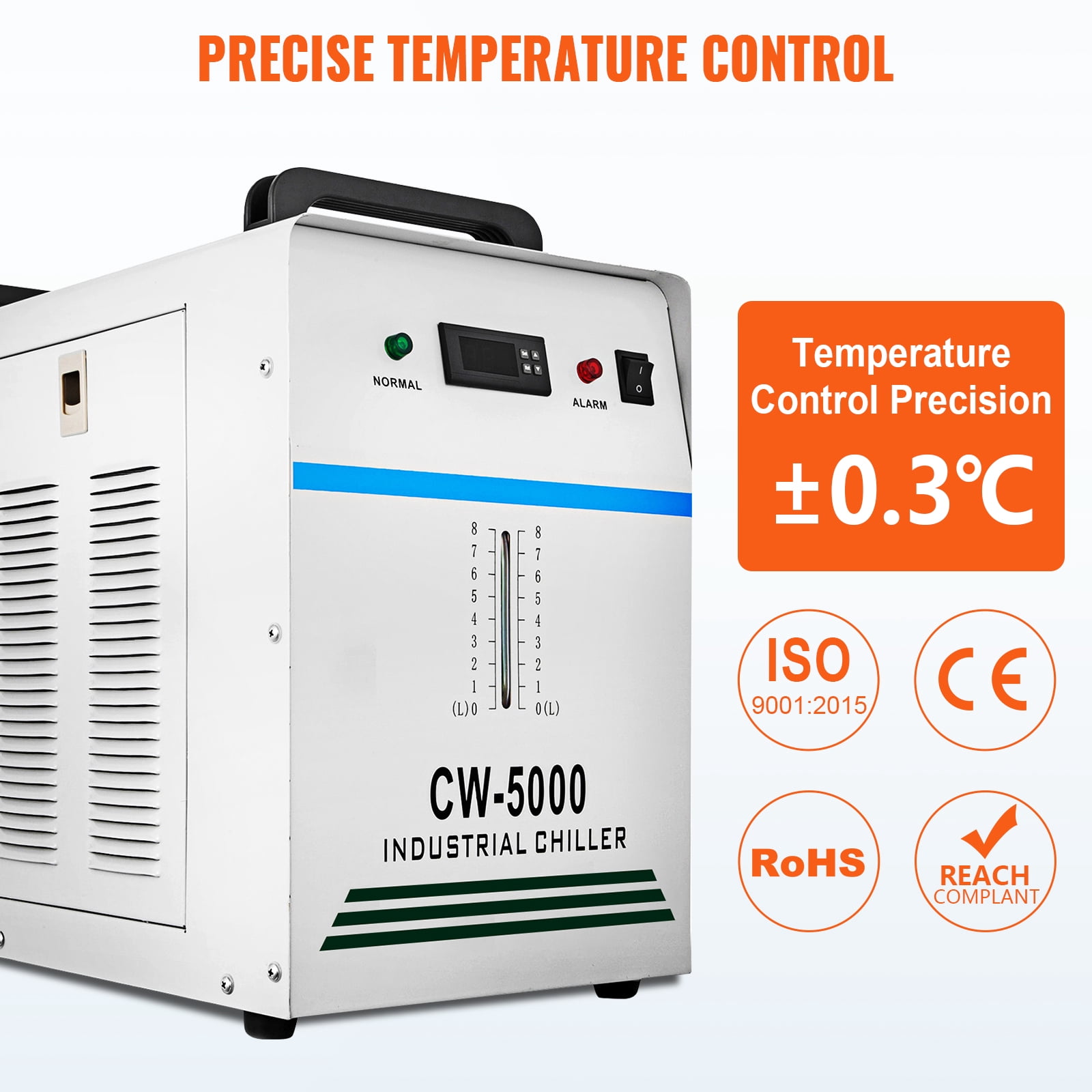 Water Chiller,CW-Industrial Water Chiller 7L,Water Cooling System,Thermolysis Type Water Cooling Chiller Machine for 60W 80W Laser Engraving Machine (CW-5000W)