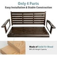 thumbnail image 5 of Fortune Candy 2 Seater Wooden Porch Swing with Hanging Chains, Heavy Duty 880 lbs, 4.5 ft Deep Brown, 5 of 10
