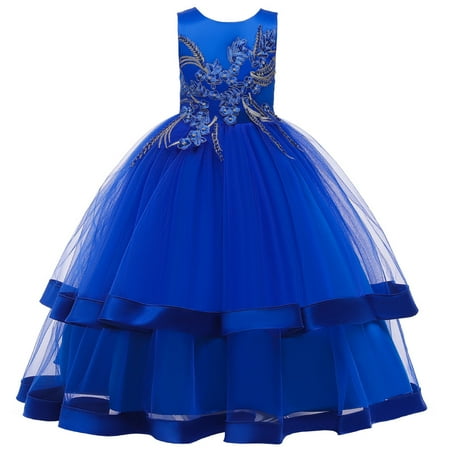 

Dpytoraw Princess Dress Bridesmaid Party Girls Pageant Birthday Floral Kids Gown Wedding Girls Dress&Skirt Size 6-7 Years