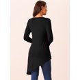 thumbnail image 4 of DARING DIVA Women's High Low Hem Long Sleeve Blouses L Black, 4 of 6