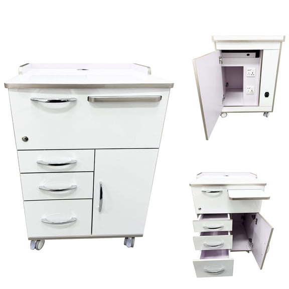 Multi-Functional Dental Assistant's Mobile Cabinet Office File Storage Cabinet with Socket Power Cord