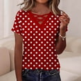 thumbnail image 2 of YUGYXL Polka Dot Print Summer Tops for Women Short Sleeve Crisscross V Neck T Shirts for Women Trendy Wine Top M, 2 of 9