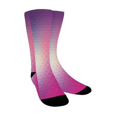 

Purple Decor Collection Digital Little Geometric Triangle Forms Graphic Print Ombre Colors Aquatic T Custom Socks for Women