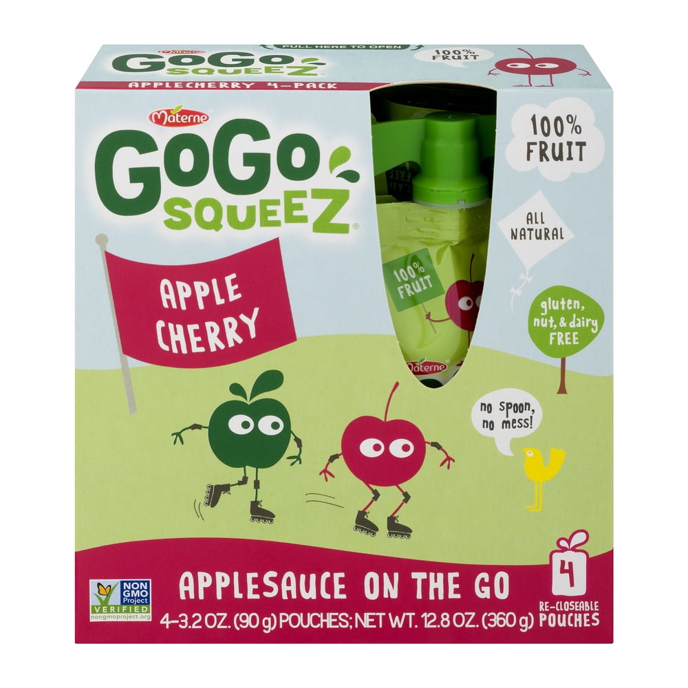 GoGo SqueeZ AppleCherry Applesauce On The Go, 4 ct