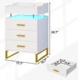 thumbnail image 7 of Amuzer Nightstand with Charging Station and Tray, LED End Side Table with Drawers, Bedside Table for Bedroom, Living Room, White, 7 of 7