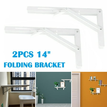 

VeliToy 2 Pieces Stainless Steel Table Bracket Wall Mounted Folding Shelf Bench Seat Bracket(14 )