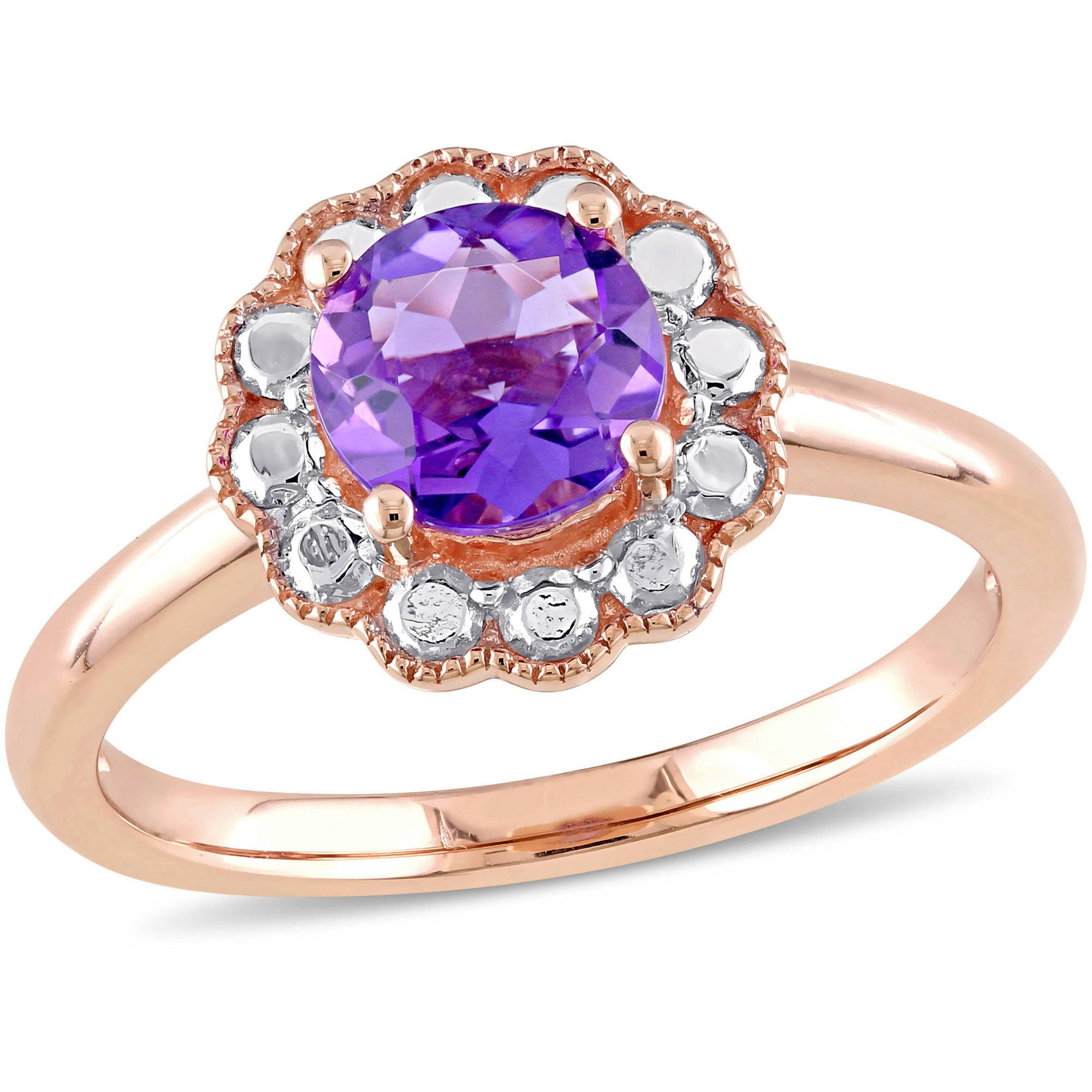 Tangelo 7 8 Carat T.G.W. Amethyst 10kt Rose Gold Flower Cocktail Ring by Tangelo