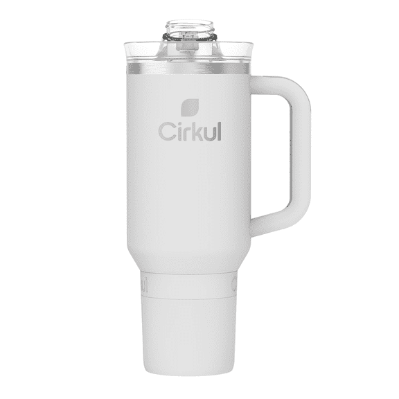 Cirkul 40 oz Insulated Stainless Steel Tumbler with Handle, Straw Lid, Large Water Bottle, Light Gray