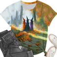 thumbnail image 4 of Qzwdhjm Halloween Shirts for Women Short Sleeve Spooky Season T-shirts Crewneck Pumpkin Loose Casual Plus Size Tops for Halloween Party, 4 of 6