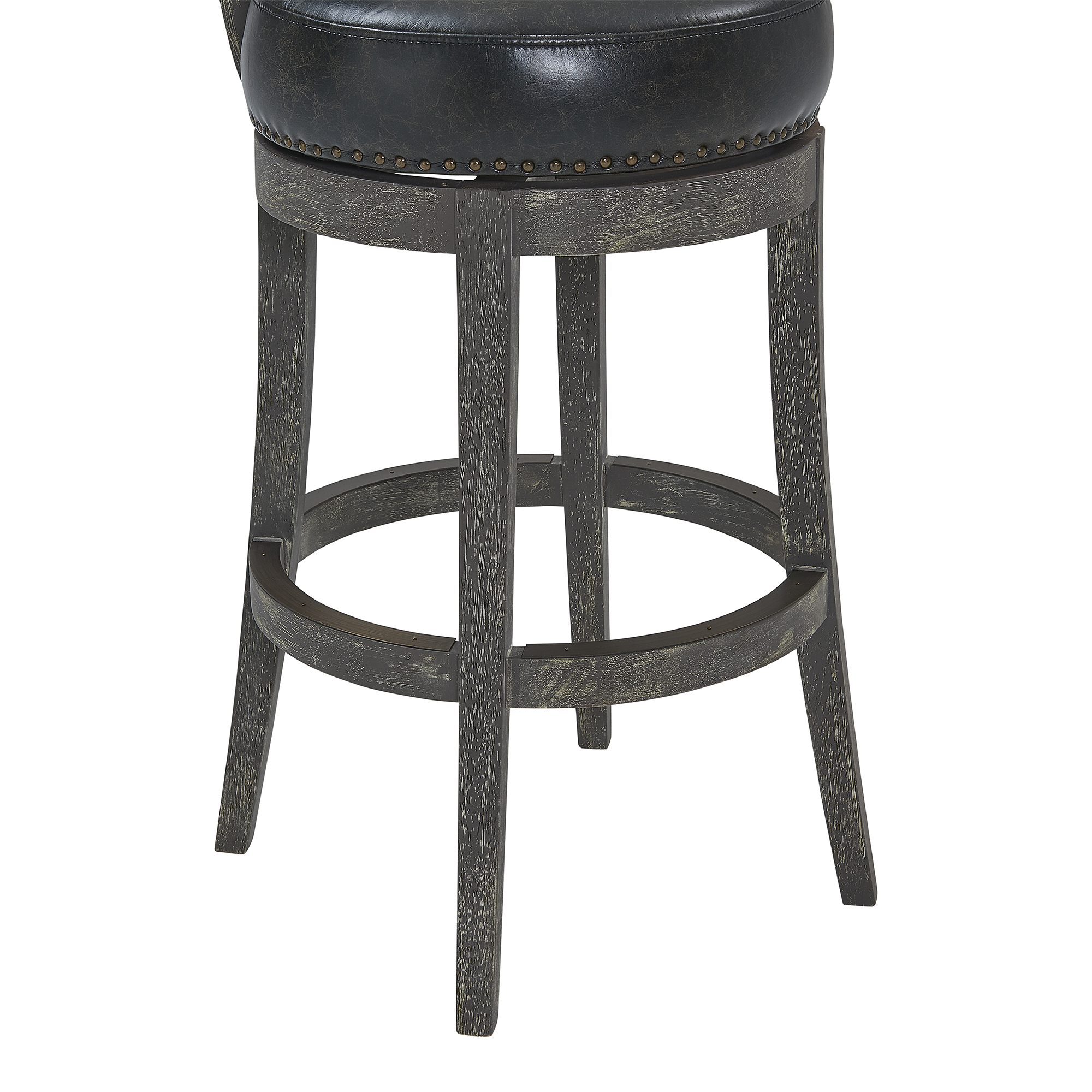 Flint 30" Bar Height Wood Swivel Barstool in American Grey Finish with Onyx Faux Leather