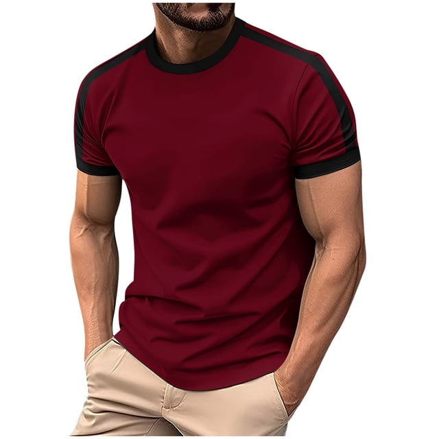 YanHoo Mens Athletic Fit T Shirts Fashion Color Block Short Sleeve Crewneck Workout Tee Shirts