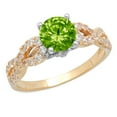 thumbnail image 2 of 1.42 ct Round Cut Natural Peridot Solitaire with Accents Engagement Ring for Women in 14K Yellow/White Gold, 2 of 2