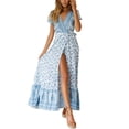 thumbnail image 1 of KOMOO Women Floral Boho Dress High Split Tie-Waist Beach Long Dress Plus Size, 1 of 7
