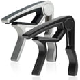 thumbnail image 5 of 2-Pack 6-String One-Handed Guitar Capo for Acoustic Electric Guitar - Black & Silver, 5 of 5