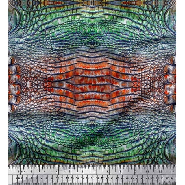 Soimoi Poly Georgette Fabric Snake Animal Skin Print Fabric by The Yard 42 Inch Wide