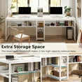 thumbnail image 2 of TribeSigns Two Person Desk with Bookshelf, 78.7 Computer Office Double Desk for Two Person,Writing Desk Workstation for Home Office,White, 2 of 6