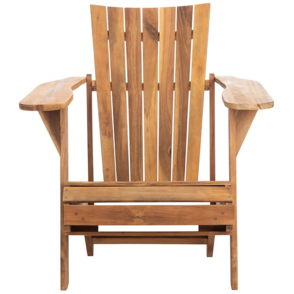 Safavieh Merlin Acacia Wood Adirondack Chair w/ Retractable Footrest in Natural