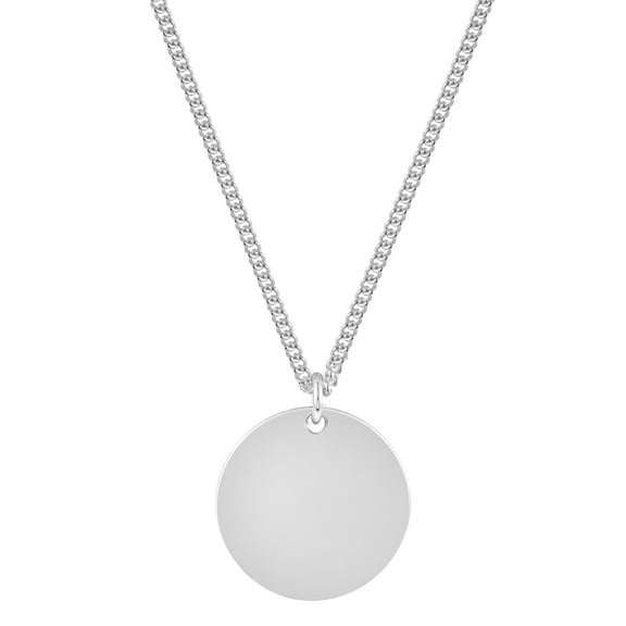 Chic Engravable Round Disc Medallion Sterling Silver Pendant Necklace