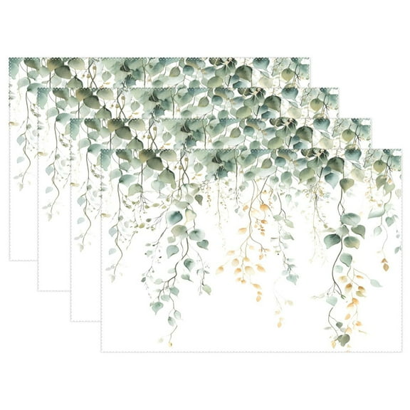 Ryvnso Placemats Set of 4 Leaves Dining Mats Heat-Resistant Non-Slip Washable Table Mat