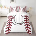 thumbnail image 2 of Homewish Boys Sport Baseball Bedding Comforter Set 7 Pieces, Initial C Letter Full Bedding Set, Chic Stripes Abstract Reversible Fitted Sheet Flat Sheet, Breathable Home Decor, 2 of 7