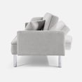 thumbnail image 4 of Tufted Futon Convertible Sofa Sleeper w/ Two Throw Pillows in Light Grey Velvet, 4 of 14