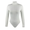thumbnail image 2 of GHSOHS Women's Turtle Neck Long Sleeve Bodysuit Casual Basic Stretch Ribbed Thong Jumpsuit Sports Yoga Leotards Going Out Tops, 2 of 4
