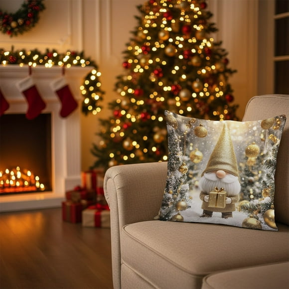 Adornos navideños, regalos navideños, funda de almohada navideña de 45 x 45 cm, decoración navideña, funda de cojín para sofá, funda de almohada de poliéster.