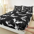 thumbnail image 3 of Manfei Gray Bat Queen Sheet Set,Trick Or Treat,Spooky Halloween,4-Piece Microfiber, 3 of 7