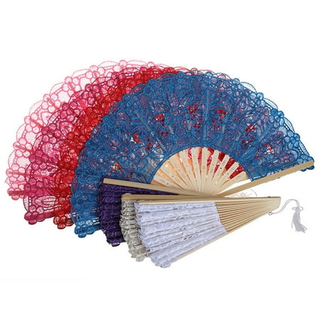 

Beechoice Women Hand Held Silk Folding Fans Chinese Vintage Retro Style Fan