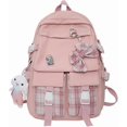 thumbnail image 1 of Kawaii Backpack Teen Girl Japanese School Bags with Big Bow Knot Kawaii School Supplies Plaided Preppy Backpack Girls (Pink, One Size), 1 of 4