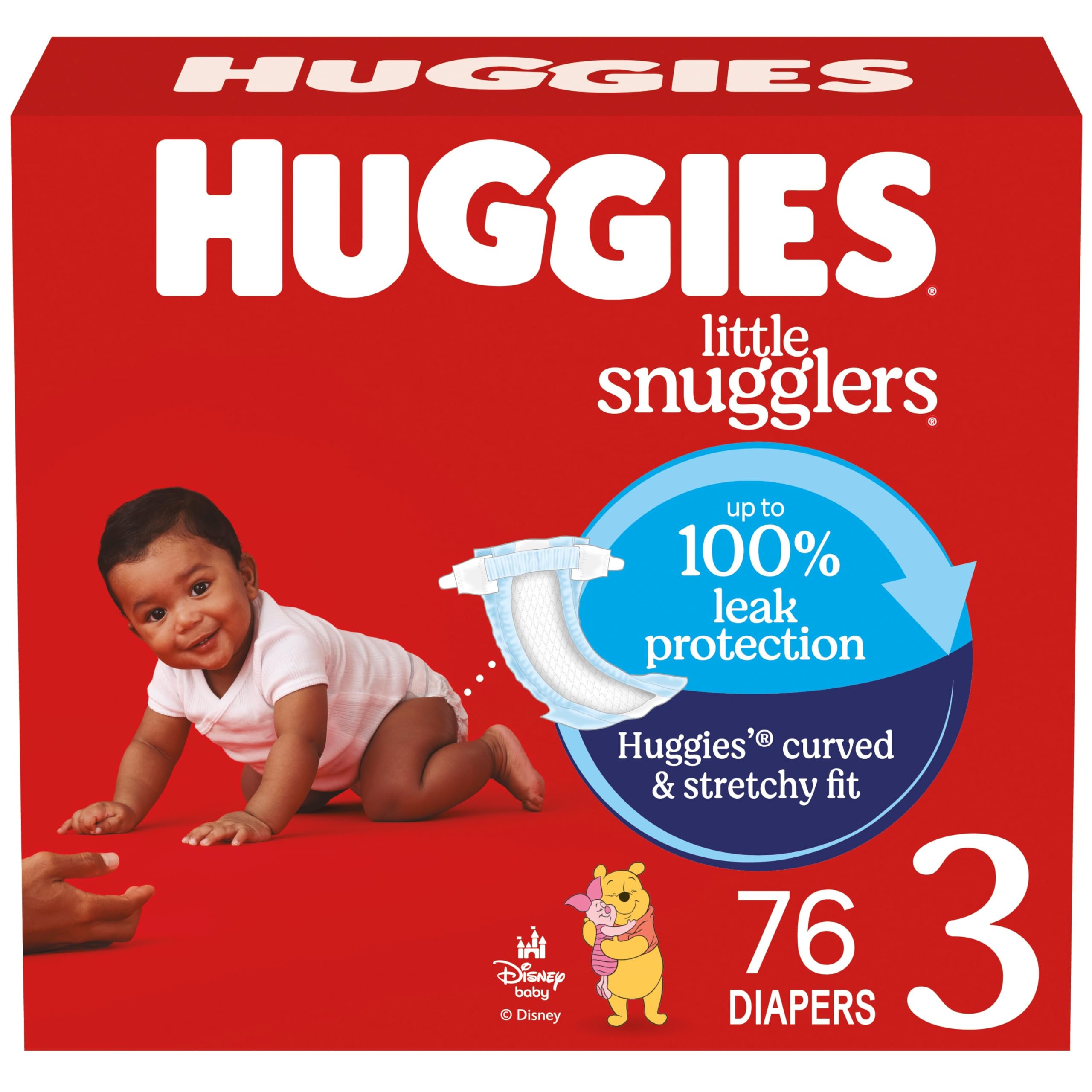Huggies Little Snugglers Baby Diapers Size 3, 76 Count - Leak Protection